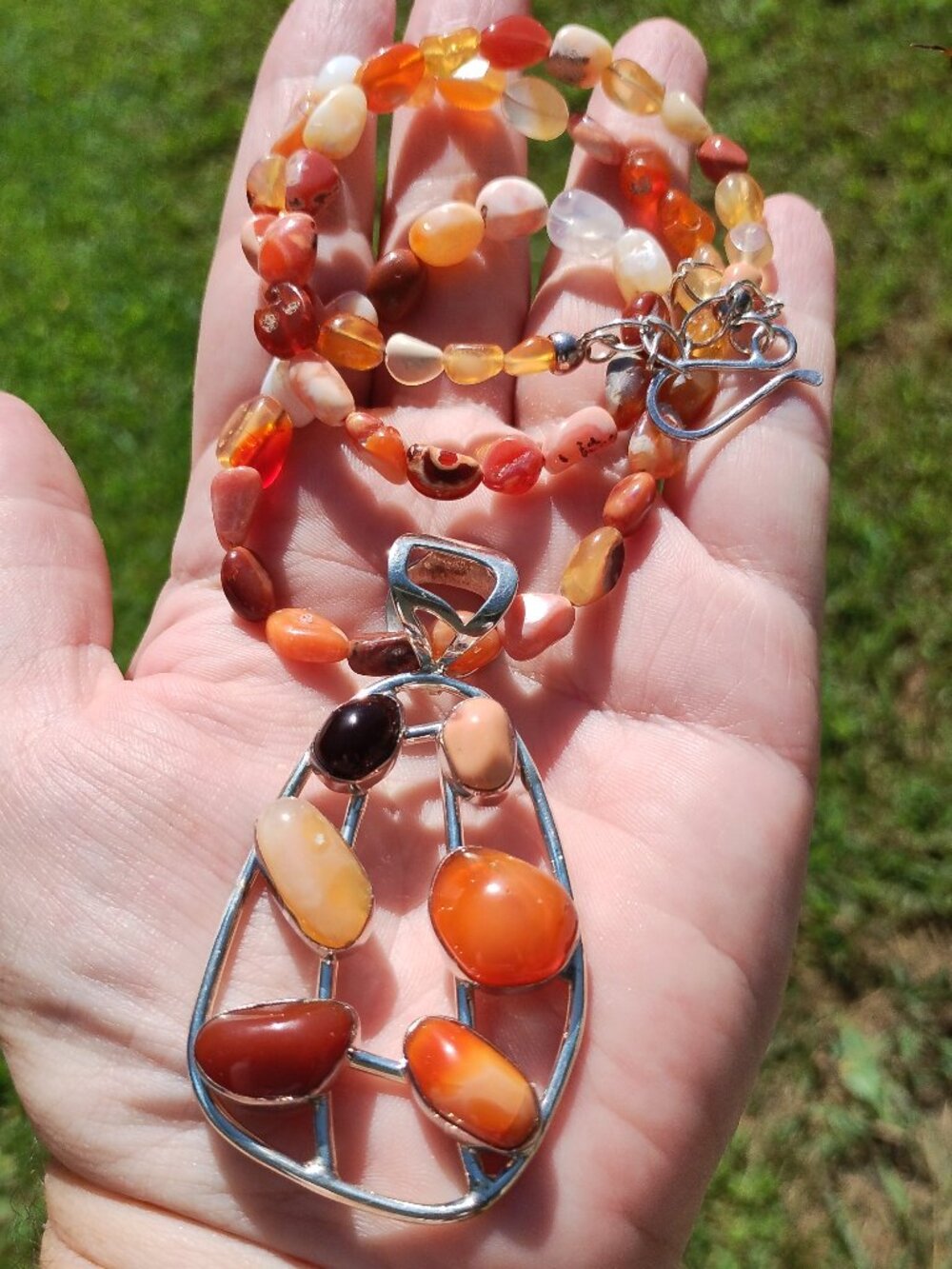 Jay King DTR Jelly Opal necklace large 3" jelly opal pendant 925 Sterling Silver